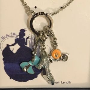 Brand new Disney Cinderella silver tone necklace 18” chain with gorgeous charms